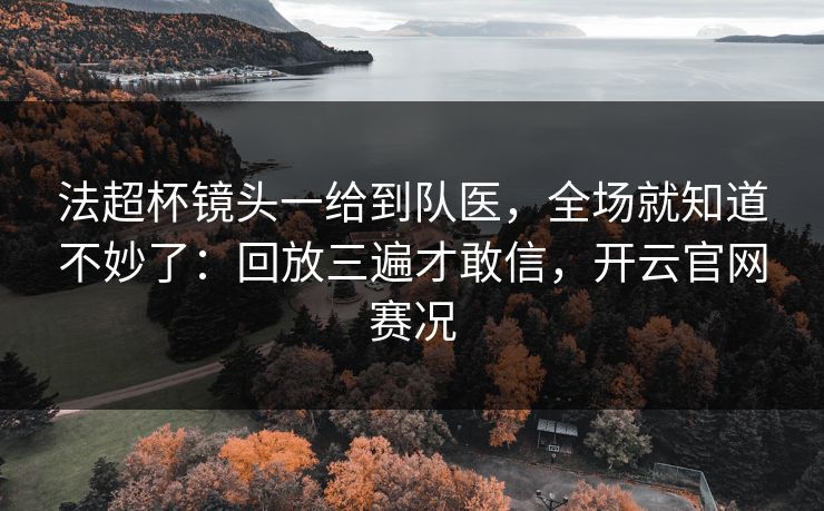 法超杯镜头一给到队医，全场就知道不妙了：回放三遍才敢信，开云官网赛况