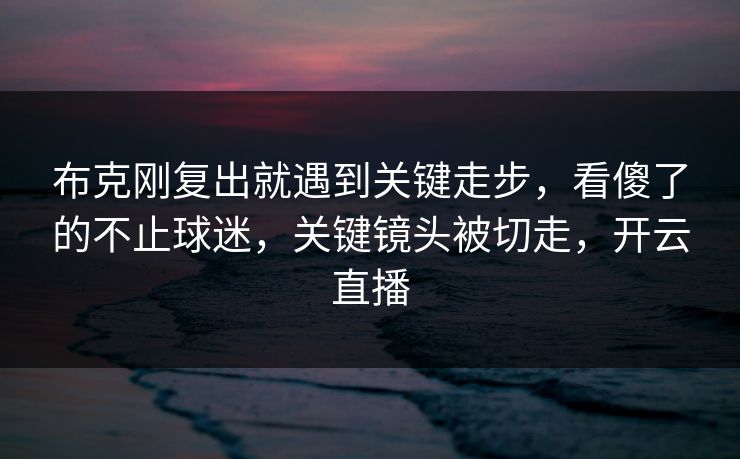 布克刚复出就遇到关键走步，看傻了的不止球迷，关键镜头被切走，开云直播