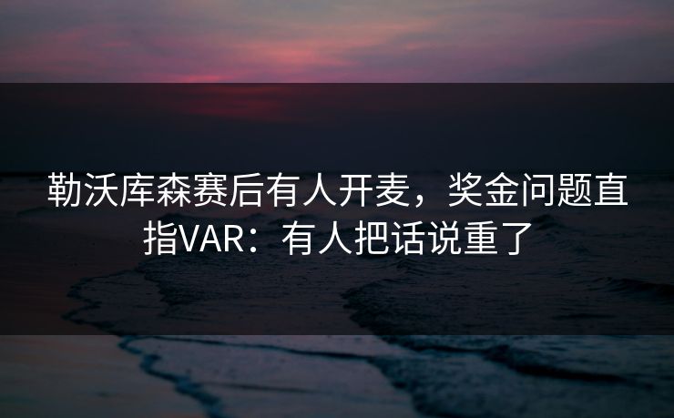 勒沃库森赛后有人开麦，奖金问题直指VAR：有人把话说重了